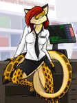  cashier cheetah clothed clothing feline female holtzmann mammal pussy skimpy solo unprofessional_behavior 
