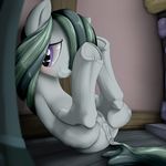  2015 animal_genitalia anus biting_lip blush butt clip_clop dock earth_pony equine equine_pussy female feral friendship_is_magic hair hi_res hooves horse inside legs_up limestone_pie_(mlp) mammal my_little_pony pony presenting purple_eyes pussy solo underhoof 