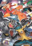  blaziken boxing_ring claws dragonite fighting fire gen_1_pokemon gen_3_pokemon gen_4_pokemon gen_6_pokemon hawlucha horn jynx kicking lights lucario machamp mega_lucario multiple_arms no_humans official_art pokemon pokemon_(creature) pokemon_trading_card_game punching red_eyes spikes wings wrestling_ring 