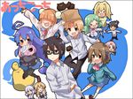  &gt;_&lt; 6+girls :3 acchi_kocchi ahoge bad_id bad_pixiv_id blue_eyes blue_hair brown_hair closed_eyes copyright_name glasses green_hair haruno_hime inui_miiko inui_sakaki katase_mayoi kirino_ami long_hair miniwa_tsumiki miyama_kana multiple_boys multiple_girls orange_hair otonashi_io saibara_kyouya sakimori_saki sakuragawa_kikue stuffed_animal stuffed_toy 