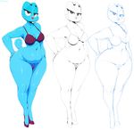  &lt;3 &lt;3_eyes anthro big_breasts big_butt blue_fur bottomless bra breasts butt cat cleavage clothed clothing feline female fur half-dressed mammal mature_female mother nicole_watterson parent pussy solo sunibee sweater the_amazing_world_of_gumball thick_thighs underwear wide_hips 
