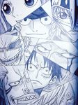  6+boys angry bartolomeo black_hair blood donquixote_doflamingo earrings fangs hair_over_one_eye hat helmet jewelry koala_(one_piece) mayuu_(mt8544) monkey_d_luffy monochrome multiple_boys multiple_girls nose_piercing nose_ring one_piece piercing rebecca_(one_piece) sabo_(one_piece) sanji scar serious sharp_teeth short_hair smile straw_hat sunglasses teeth trafalgar_law 