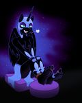  &lt;3 2015 anthro anthrofied areola bound breasts caroo equine fangs feet female friendship_is_magic hair helmet horn mammal my_little_pony nightmare_moon_(mlp) nipples princess_luna_(mlp) purple_hair rope solo sparkles winged_unicorn wings 