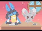  ambiguous_gender animated anthro ear_twitch lucario minccino musical_note nintendo nongqiling pencil pok&eacute;mon sleeping video_games 