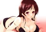  blush breasts brown_eyes brown_hair cleavage idolmaster idolmaster_cinderella_girls large_breasts long_hair looking_at_viewer nitta_minami solo yuzuyu_(hyui) 