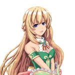  blonde_hair blue_eyes blush breasts cleavage highres kmd large_breasts long_hair looking_at_viewer neptune_(series) open_mouth smile solo vert 