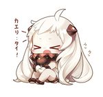  chibi chul_(pacifique) crying floating_fortress_(kantai_collection) kantai_collection northern_ocean_hime shinkaisei-kan sitting solo translated white_background 