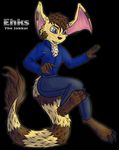  big_ears clothed clothing digitigrade ehksidian facial_markings fur grey_eyes jakkai long_tail male markings saberuneko slightly_damned tail_tuft tuft 