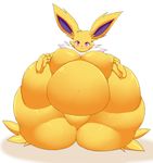  belly big_belly big_breasts blush breasts eeveelution featureless_crotch funi huge_breasts hyper hyper_belly hyper_breasts jolteon looking_at_viewer morbidly_obese nintendo overweight pok&eacute;mon spread_legs spreading thick_thighs video_games 