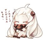  chibi chul_(pacifique) closed_eyes floating_fortress_(kantai_collection) kantai_collection northern_ocean_hime shinkaisei-kan sitting smile solo translated white_background 