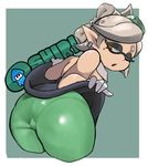  beauty_mark big_butt butt cephalopod clothing ear_piercing english_text eye_markings female gloves hair inkling marie_(splatoon) marine nintendo one_eye_closed open_mouth piercing pointy_ears skirt skirt_lift splatoon squid tentacle_hair tentacles text video_games white_hair xrainevilx yellow_eyes 