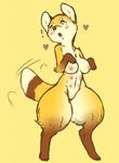  &lt;3 anthro blush breasts canine excited female fox japanda mammal multi_nipple nipples nude open_mouth simple_background solo yellow_background 