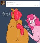  anthro anthrofied areola babs_seed_(mlp) big_breasts big_butt blue_background breasts butt duo ear_piercing earth_pony english_text equine female friendship_is_magic half-closed_eyes horse huge_breasts looking_at_viewer looking_back mammal my_little_pony nipples nude open_mouth piercing pinkie_pie_(mlp) pony simple_background smile somescrub teeth text tumblr 