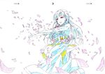  absurdres blush color_trace colored_pencil_(medium) dress echigo_mitsutaka graphite_(medium) highres idolmaster idolmaster_cinderella_girls long_hair nitta_minami open_mouth sketch smile solo traditional_media 