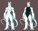  anthro claws crovirus digitigrade featureless_crotch female monokini muscular muscular_female nude simple_background unknown_species wide_hips 