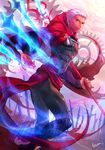  archer bam_mmm brown_eyes dark_skin dark_skinned_male fate/stay_night fate_(series) gears male_focus solo sword unlimited_blade_works weapon white_hair 