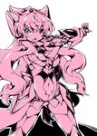  :d :o arm_guards boots elbow_gloves eyebrows eyebrows_visible_through_hair gloves hair_between_eyes hand_on_own_shoulder headgear high_contrast long_hair maria_cadenzavna_eve monochrome navel navel_cutout open_mouth outstretched_arm pink pink_eyes pink_hair reku senki_zesshou_symphogear serious simple_background sketch smile solo standing thigh_boots thighhighs v-shaped_eyebrows very_long_hair white_background zettai_ryouiki 