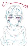  anastasia_(idolmaster) blue_eyes breasts cleavage color_trace colored_pencil_(medium) echigo_mitsutaka graphite_(medium) highres idolmaster idolmaster_cinderella_girls looking_at_viewer short_hair sketch small_breasts solo traditional_media 