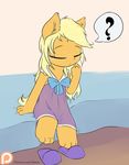  2015 ? alasou anthro anthrofied applejack_(mlp) bed blonde_hair chibi clothing cute earth_pony equine eyes_closed female friendship_is_magic fur hair horse long_hair mammal my_little_pony orange_fur pajamas patreon pony slippers solo 