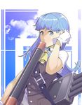  blue_eyes blue_hair gloves hatsukaze_(kantai_collection) kantai_collection materclaws missile school_uniform solo 