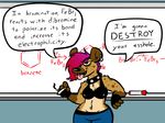  bra breasts chalkboard chemistry choker cigarette clothed clothing dialogue ear_piercing english_text female grin hair half-dressed humor hyena mammal marker piercing punk red_hair rusheloc smoking solo teacher text tongue tongue_out tongue_piercing underwear wide_hips 