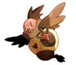  bad_pixiv_id bird feathered_wings feathers gen_5_pokemon no_humans open_mouth orange_eyes pokemon pokemon_(creature) ryanpei simple_background solo vullaby white_background wings 