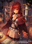  anna_(fire_emblem) axe breasts cleavage copyright_name cuboon fire_emblem fire_emblem_cipher medium_breasts official_art ponytail red_eyes red_hair solo sword weapon 