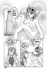  2015 age_difference alcohol anthro b-ern beverage black_and_white butt cigarette clothing comic cub duo ear_piercing eyewear female flat_chested floaties food freckles fur hair mammal monochrome mustelid nude otter piercing pigtails rocketgirl rodent squirrel sunglasses sunglasses_on_head swimsuit text young 