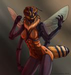  antennae anthro arthropod bee breasts dimikendal101 featureless_breasts featureless_crotch female insect invalid_tag nude simple_background solo standing wings 