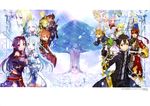  abec absurdres ahoge animal_ears asuna_(sao) asuna_(sao-alo) black_eyes black_gloves black_hair black_legwear blue_eyes blue_hair cat_ears character_request detached_sleeves erika_(sao) fingerless_gloves freyja_(sao) gloves hair_ornament hairband highres holding_hands kirito kirito_(sao-alo) klein klein_(sao-alo) lisbeth lisbeth_(sao-alo) long_hair looking_at_viewer multiple_girls open_mouth orange_hair pink_hair purple_hair red_eyes red_hair short_hair silica silica_(sao-alo) sinon sinon_(sao-alo) skirt smile sword sword_art_online thighhighs thor_(sao) thrym_(sao) tree weapon yui_(sao) yui_(sao-alo) yuuki_(sao) 