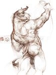  2015 anthro athletic back backsack balls big_balls bovine butt cattle darkgem facial_piercing flaccid from_behind hair horn looking_at_viewer male mammal muscular nose_piercing nose_ring nude penis piercing pose presenting shower solo thick_penis wet 