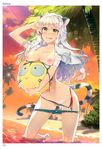  :p absurdres animal_ears ball beach beachball bikini bikini_pull bikini_tan blush breasts breasts_outside cleavage cutoffs dojikko_pose highres kneeling kotora_(toranoana) large_breasts leaning_forward lens_flare long_hair nipples nose_blush open_clothes open_shirt outdoors partially_submerged redrop scan shirt short_shorts shorts shorts_pull side-tie_bikini sidelocks silver_hair solo sparkle sunlight sunset swimsuit tail tan tanline tiger_ears tiger_tail tongue tongue_out toranoana wading wet wet_clothes wet_hair wet_shirt yellow_eyes 