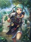  company_name fire_emblem fire_emblem_cipher fire_emblem_if green_hair hair_ribbon herb hmk84 midoriko_(fire_emblem_if) official_art open_mouth purple_eyes ribbon smile solo twintails 