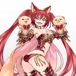  :d animal_ears armor ass bare_shoulders blush breasts cerberus_(shingeki_no_bahamut) chan_co cleavage cowboy_shot dog_ears fang gauntlets granblue_fantasy hand_puppet long_hair looking_at_viewer medium_breasts open_mouth puppet red_armor red_eyes red_hair shingeki_no_bahamut simple_background smile solo thighhighs twintails twisted_torso very_long_hair white_background 