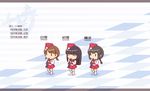  bangs black_hair blunt_bangs braid brown_hair character_name chibi clarinet garrison_cap hat hatsuyuki_(kantai_collection) instrument isometric isonami_(kantai_collection) kantai_collection low_twintails marching_band multiple_girls nakaaki_masashi shirayuki_(kantai_collection) twin_braids twintails 