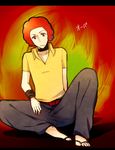  afro brown_eyes elite_four male_focus ooba_(pokemon) pokemon pokemon_(game) pokemon_dppt red_hair siira_kansu sitting solo 