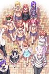  6+girls accelerator arm_sling dolly_(to_aru_kagaku_no_railgun) febrie from_above gothic_lolita herringbone kamijou_touma kouzaku_mitori last_order lolita_fashion misaka_imouto misaka_mikoto misaka_worst multiple_boys multiple_girls nunotaba_shinobu pavement raika9 school_uniform shirai_kuroko shokuhou_misaki to_aru_kagaku_no_railgun to_aru_majutsu_no_index 