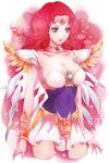  angel_salvia bad_id bad_pixiv_id breasts brooch choker cleavage collarbone covered_navel cowboy_shot expressionless grey_eyes highres jewelry large_breasts magical_girl mamun red_background red_hair scarlet_ohara short_hair shoulder_pads skirt solo tiara wedding_peach white_skirt 