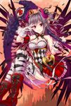  breasts demon_horns drill_hair gloves horns idolmaster idolmaster_cinderella_girls kanzaki_ranko large_breasts long_hair md5_mismatch open_mouth red_eyes scythe silver_hair smile solo twin_drills twintails urabi_(tomatohouse) 