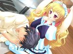  1girl animal_ears apron berry_(peropero_sasete) blonde_hair kneeling lap_pillow maid maid_headdress peropero_sasete 