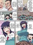  774 blue_hair breasts comic gun hairclip huge_breasts school_uniform short_hair shotgun tears translated 