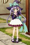  blue_hair green_eyes hat hat_ribbon highres houtou koihime_musou long_hair ribbon screencap solo stitched third-party_edit twintails witch_hat 