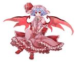  bad_id bad_pixiv_id bat_wings blue_hair chachi_(azuzu) frills full_body gloves hat highres looking_at_viewer puffy_short_sleeves puffy_sleeves red_eyes remilia_scarlet shoes short_hair short_sleeves solo spikes touhou transparent_background vampire wings 