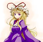  akino_sora bad_id bad_pixiv_id blonde_hair dress face hat long_hair purple_eyes solo touhou very_long_hair yakumo_yukari 