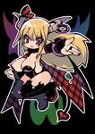  bad_id bad_pixiv_id bat_wings blonde_hair blush boots breasts chibi cleavage demon_girl gloves horns large_breasts open_mouth original pointy_ears red_eyes ribbon solo succubus tail wings zankuro 