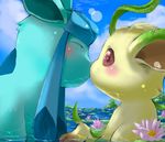  garou-zuki gen_4_pokemon glaceon kiss leafeon no_humans pokemon pokemon_(creature) 