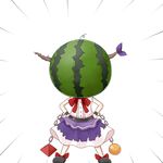  bad_id bad_pixiv_id belt blouse bow chain emphasis_lines food fruit fuuen_(akagaminanoka) horns ibuki_suika ibuki_suika_(watermelon) pun ribbon shoes skirt solo touhou watermelon 