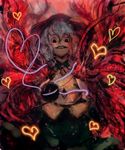  bad_id bad_pixiv_id cong1991 grin hat heart heart_of_string highres horror_(theme) komeiji_koishi silver_hair smile solo teeth touhou you_gonna_get_raped 