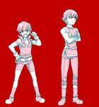  fang genderswap genderswap_(ftm) kiyal male_focus matsukaze_yukiji short_hair simple_background standing tengen_toppa_gurren_lagann 