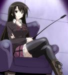  akaba_chizuru crossed_legs riding_crop school_uniform screencap seitokai_no_ichizon sitting skirt solo stitched thighhighs third-party_edit zettai_ryouiki 